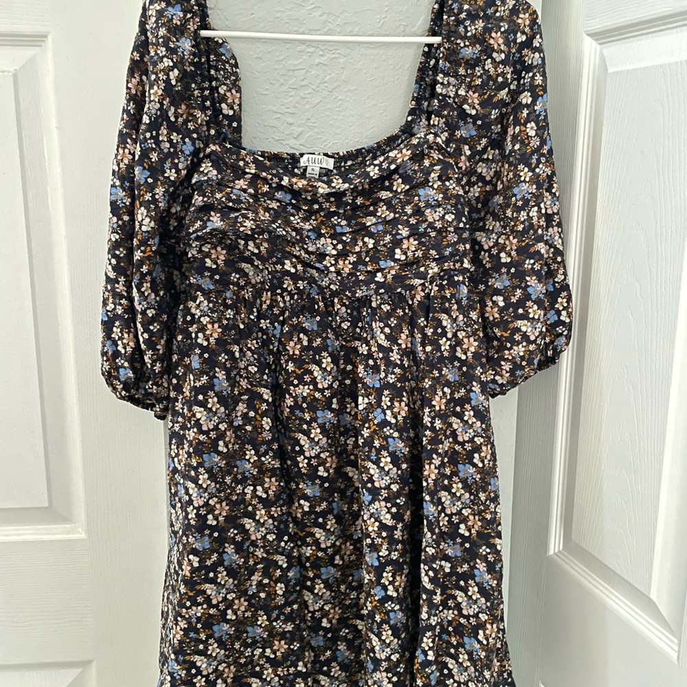AUW Black Floral Dress